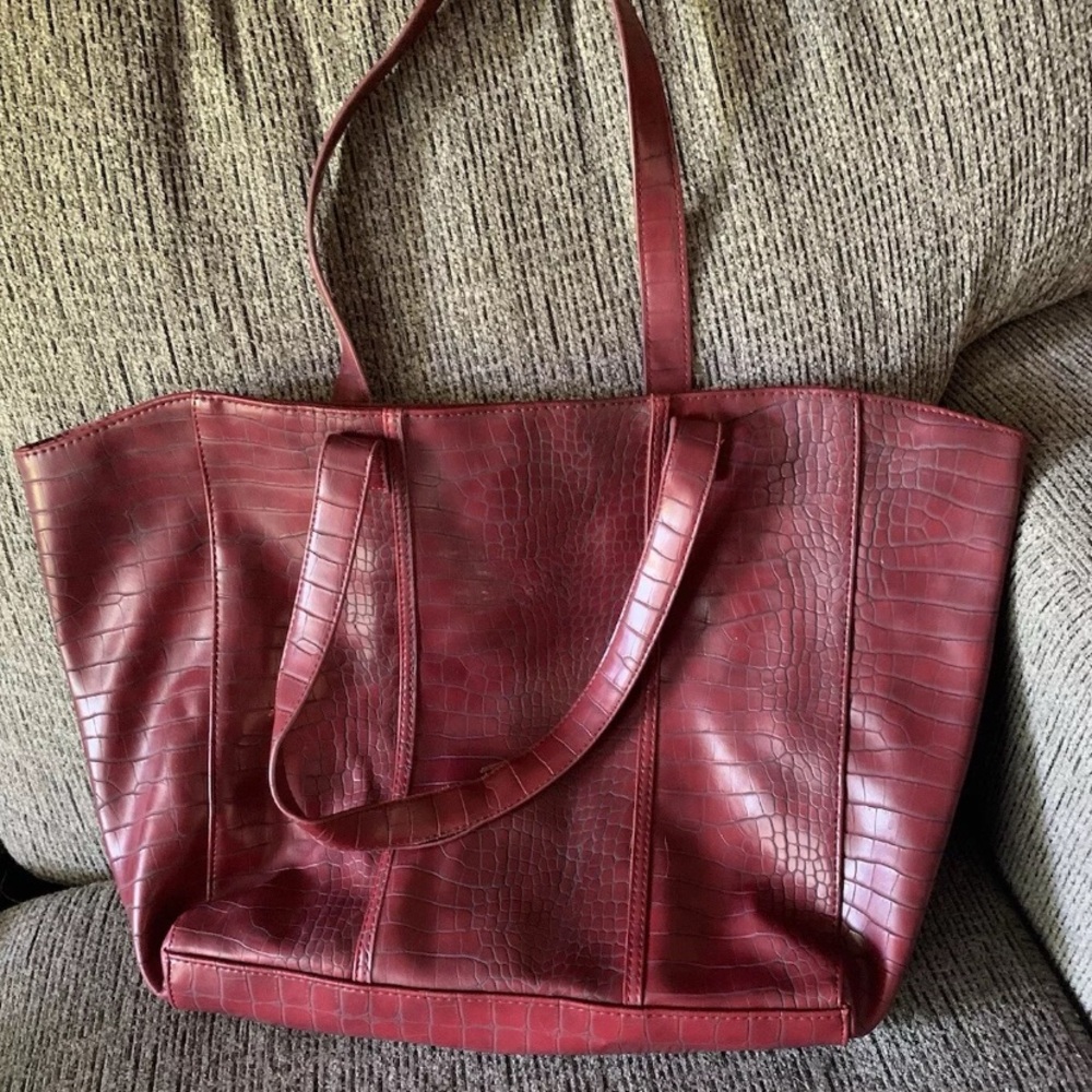 Neiman Marcus Red Leather Tote Bag